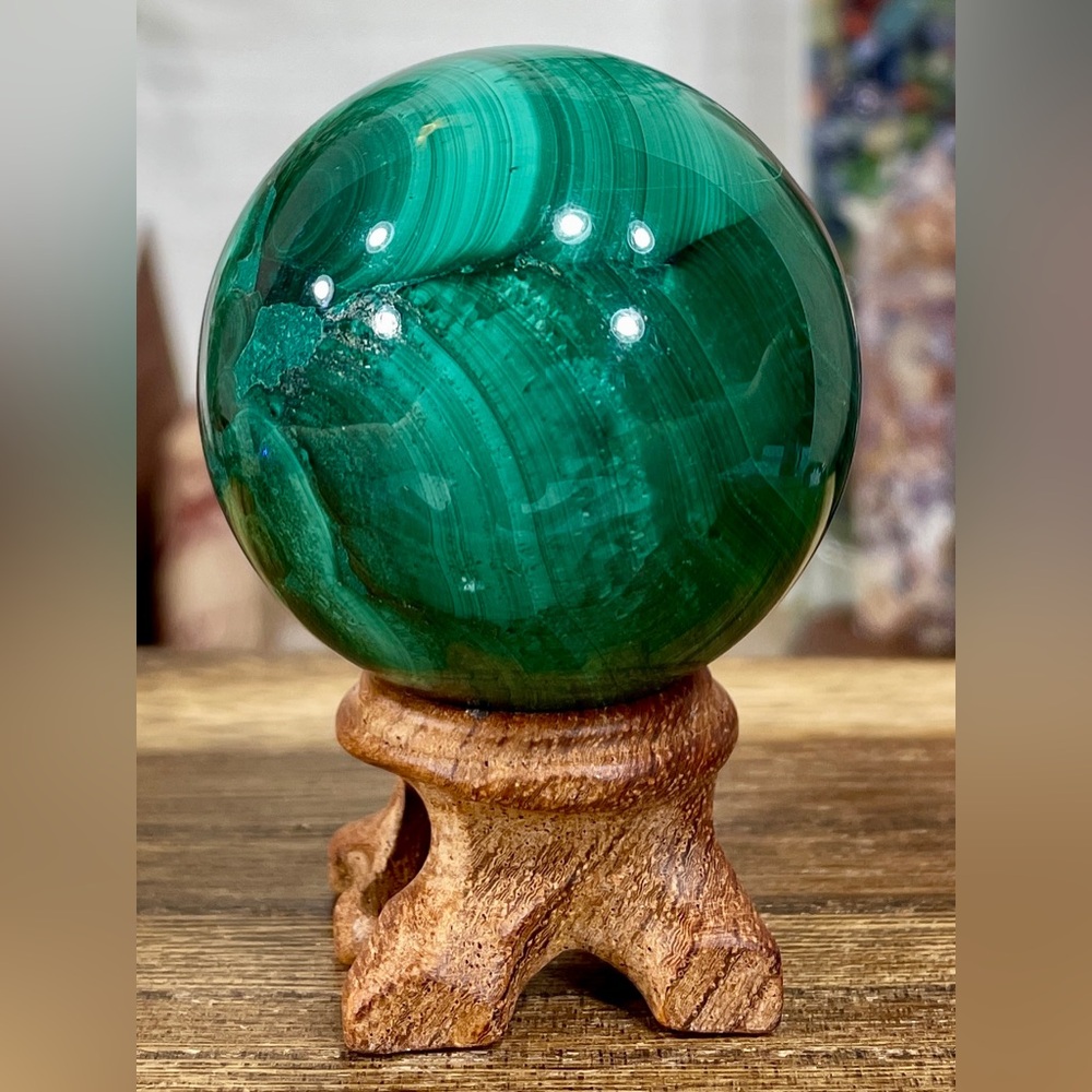 2155 Malachite Crystal Sphere - Picture 7 of 11
